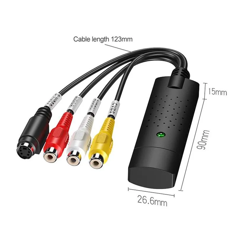 USB 2.0 TV Video Audio VHS to DVD HDD Converter Capture Card Connectors Cables For Win7/8/XP