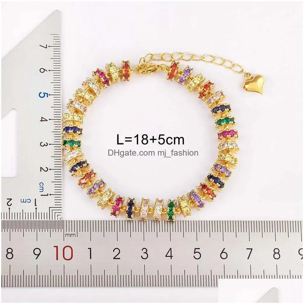 Beaded Nidin Fashion Gold Plated Chain Bead Bracelet Suitable For Womens Colored Crystal Zircon Heart Charm Wedding Party Jewelry Dro Dhafl