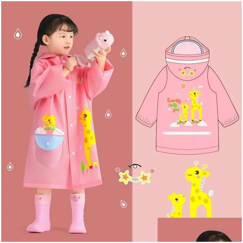 raincoats raincoat kids waterproof 1-10 years boys girls rain jackets cartoon baby rain coat outfits dinosaur cute rainwear baby clothes