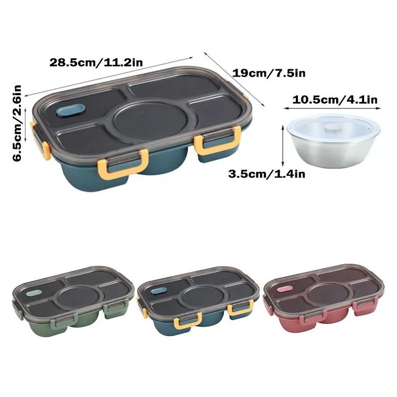lunch boxes microwave divided plate lunch box with 5 compartments portable bento case separate dinning food tray for student office