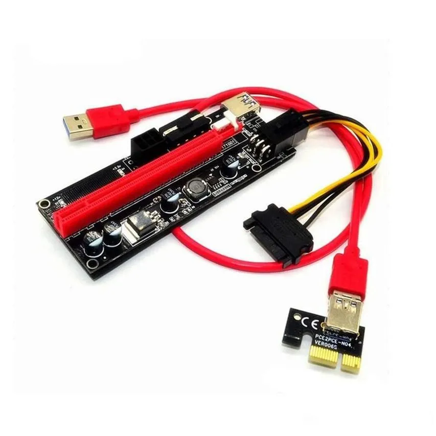 6pcs Newest USB 3.0 PCI-E Riser VER 009S Express 1X 4x 8x 16x Extender Riser Adapter Card SATA 15pin to 6 pin
