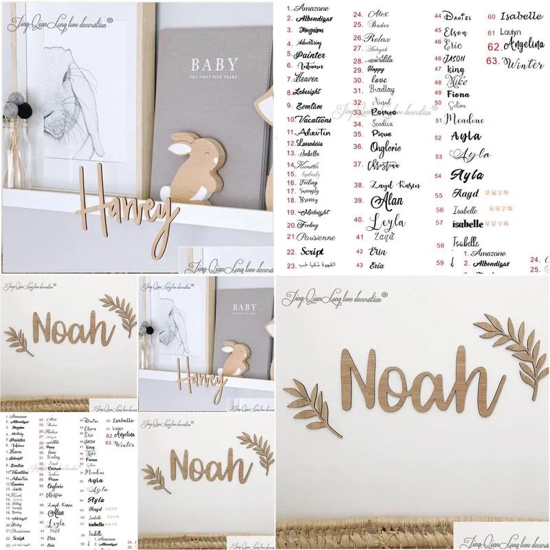 decorative objects figurines personalized custom made wooden name sign wood letters wall art decor for nursery or kids room large size