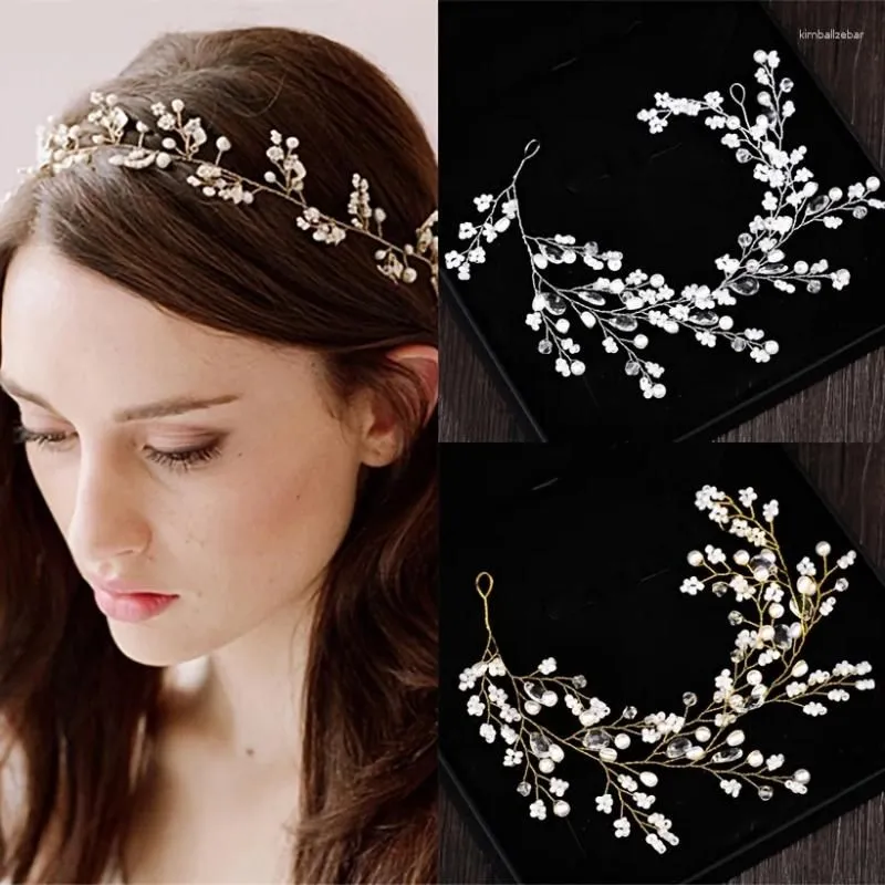 Hair Clips Luxury Crystal Pearl Vine Headband Hairband For Women Bride Rhinestone Bridal Wedding Accessories Jewelry