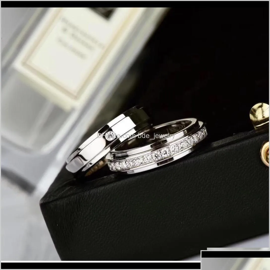 Band Rings Jewelrys925 Sier Punk Ring With One Line Diamond For Women And Man Wedding Jewelry Gift Ps8809 Drop Delivery 2021 Msmle