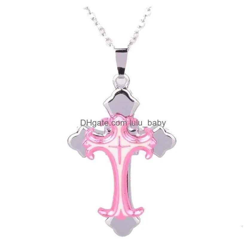 Pendant Necklaces Wholesale Fashion Ornament Christian Drip Oil Cross Necklace Couple Jesus Jewelry Gift Drop Delivery Pendants Dhtfx
