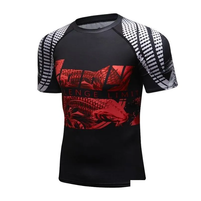 Mens Tracksuits Rashguard Jiu Jitsu T Shirt Mma Shorts Sets Muay Thai Rash Guard Gym Tracksuit Bjj Kickboxing Sport Suit Clothing 22 Dhwn9