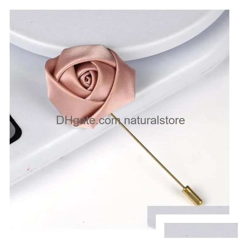 Pins Brooches Mens Lapel Pins Handmade Rose Flower Brooches Boutonniere Stick For Man Suits Jewelry Accessories Drop Delivery Jewelr
