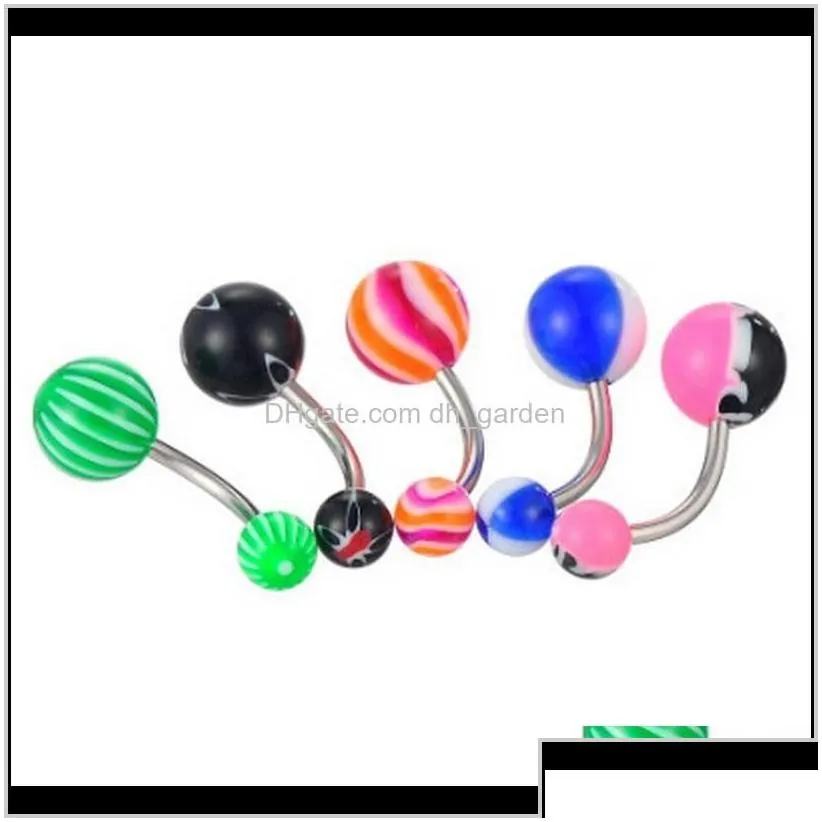 Bell Button Promotion 110Pcs Mixed Modelscolors Body Jewelry Set Resin Eyebrow Navel Belly Lip Tongue Nose Piercing Bar Rings Oz2Nf