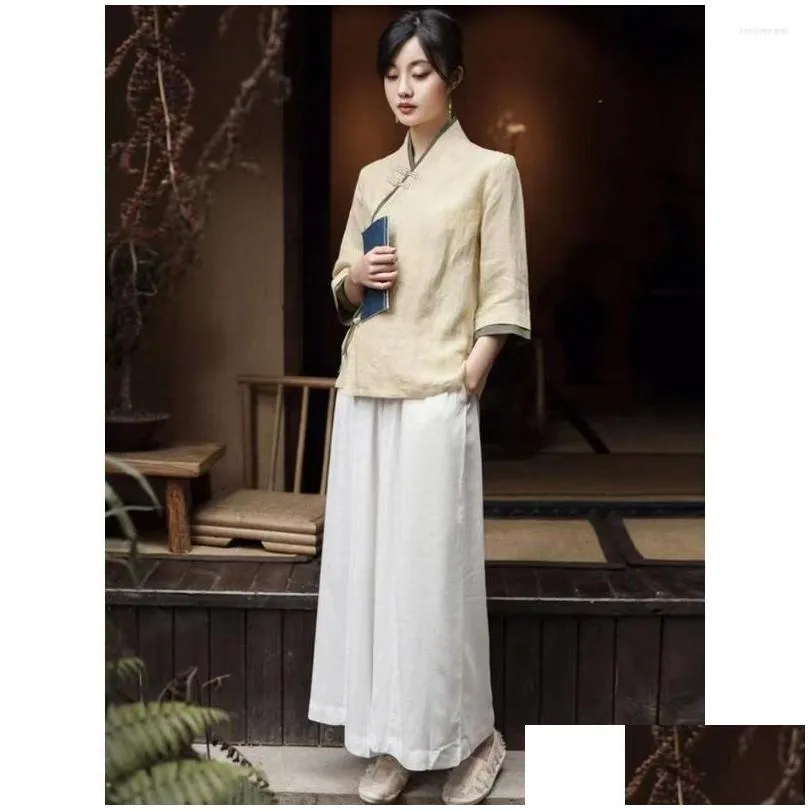 womens blouses women cotton and linen tang suit retro chinese clothing spring summer top