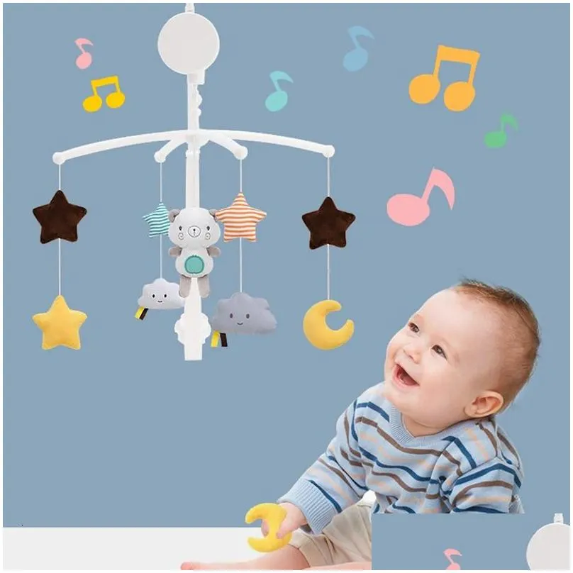Baby Rattles Crib Mobiles Toy Holder Rotating Mobile Bed Bell Musical Box 012 Months born Infant Toys Bracket 240226