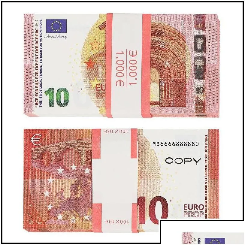 Decompression Toy Movie Money 10 Euro Toy Currency Party Copy Fake Children Gift 50 Dollar Ticket Drop Delivery 2022 Toys Gifts Novel