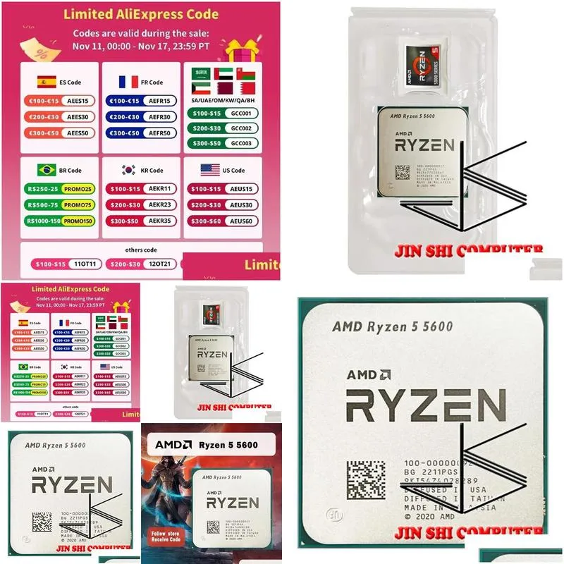 CPUs Ryzen 5 5600 R5 35 GHz 6Core 12Thread CPU Processor 7NM L332M 100000000927 Socket AM4 No Fan 231120