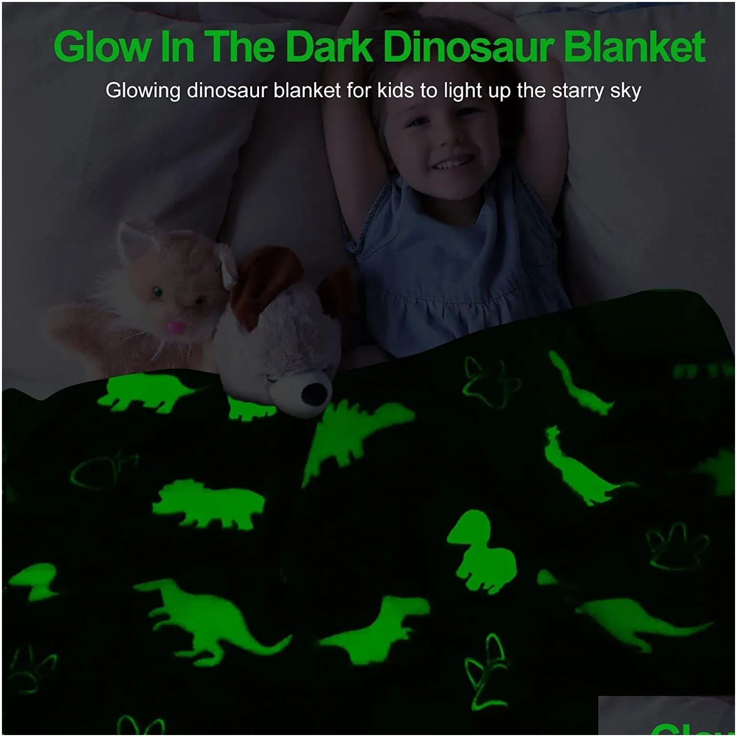blankets dinosaur unicorn luminous blanket childrens birthday bedroom mermaid butterfly toy soft comfortable magic gift 230824