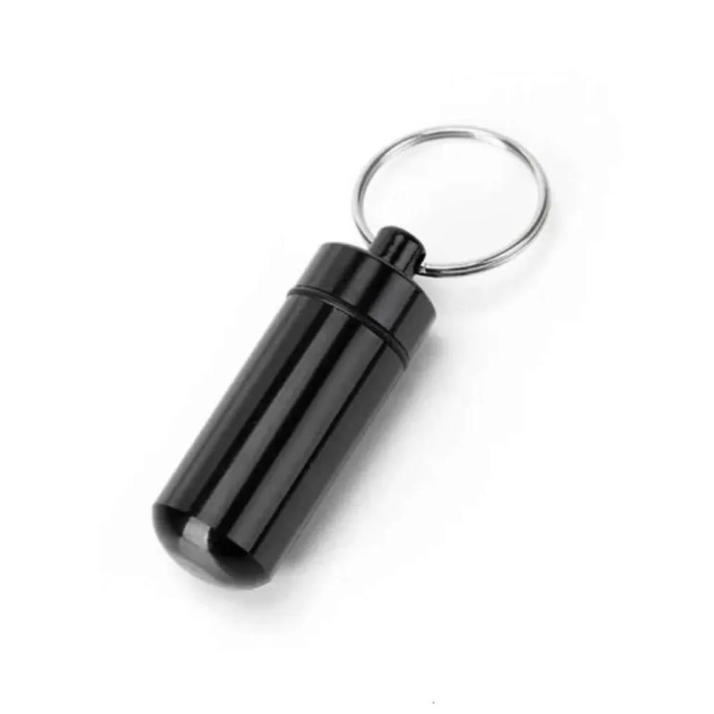 Alloy Boxes Waterproof 17X48mm Aluminum Metal Pill Box Case Keyring Key Chain Ring Medicine Storage Organizer Bottle Holder Container