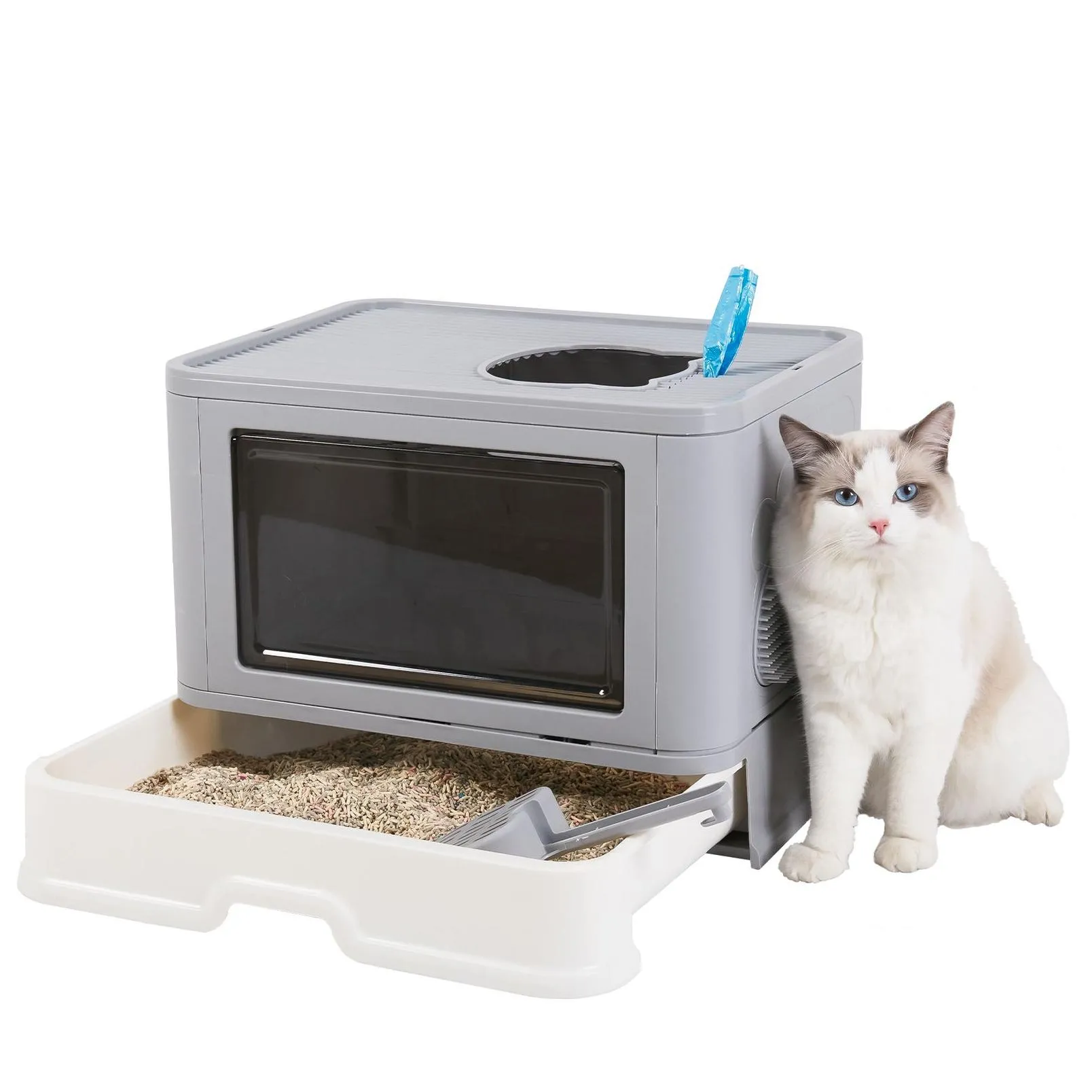 other cat supplies cat litter box fully enclosed and foldable top entry litter box storage and deodorization easy to clean covered litter box