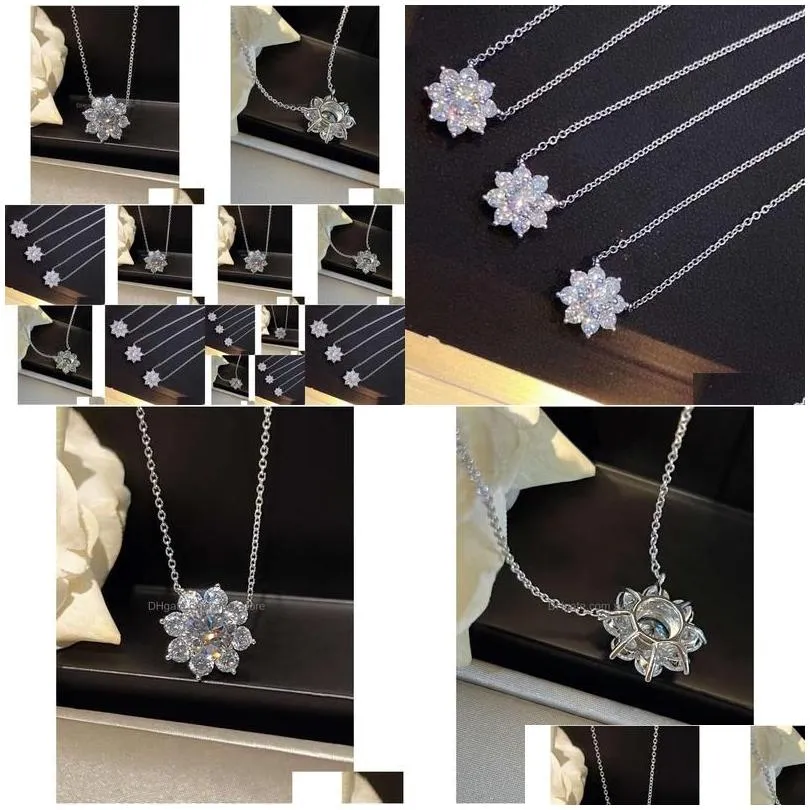 Pendant Necklaces Fl Diamond Sunflower Hw Necklace Womens Copper Plated Sier Light Designer Jewelry Luxury Small And Simple 18K Coll
