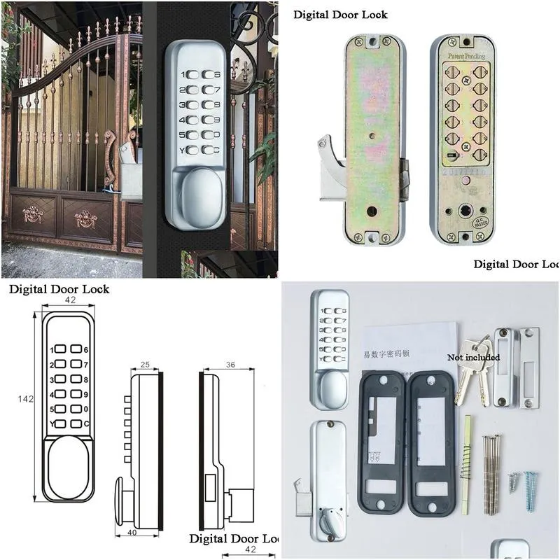 door locks sliding gate opener digital lock door keyless keypad code password iron door waterproof door lock push button combination lock