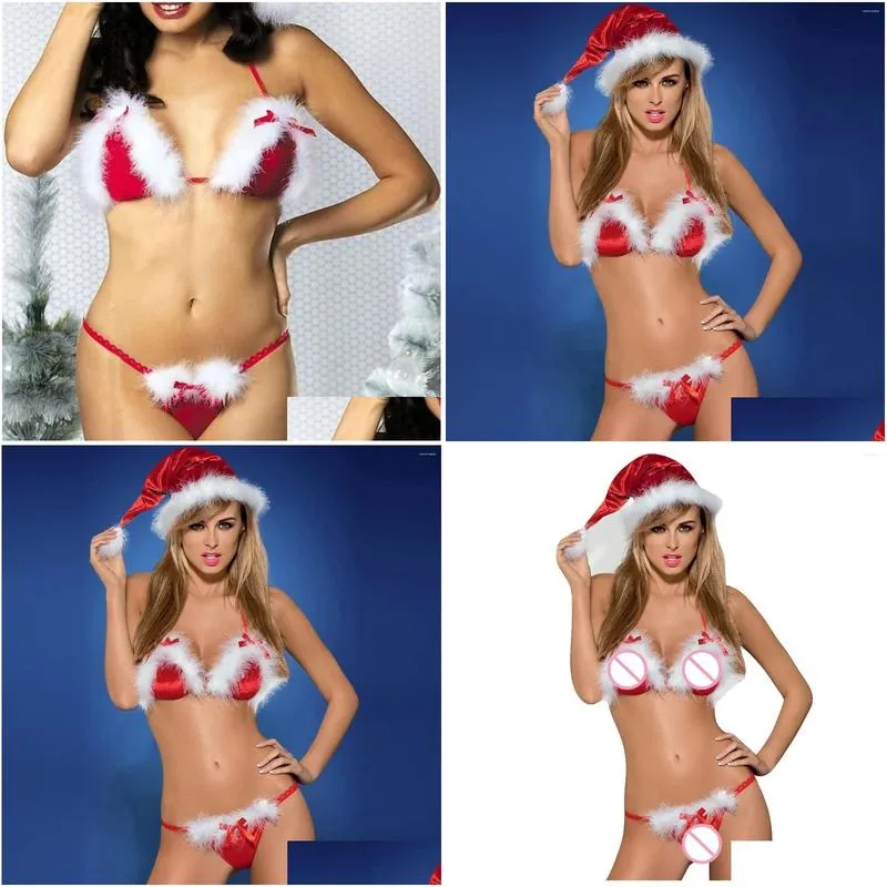bras sets underwear christmas lingerie sexy size women pajamas sleeveless hat