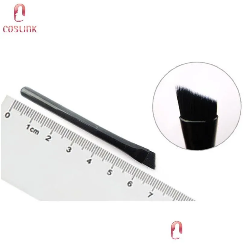 100pcs/lot Mini Eyebrow Brush Single Nylon Brushes for Eyebrows Black Cosmetic Angled Brushe Makeup Tools Applicators