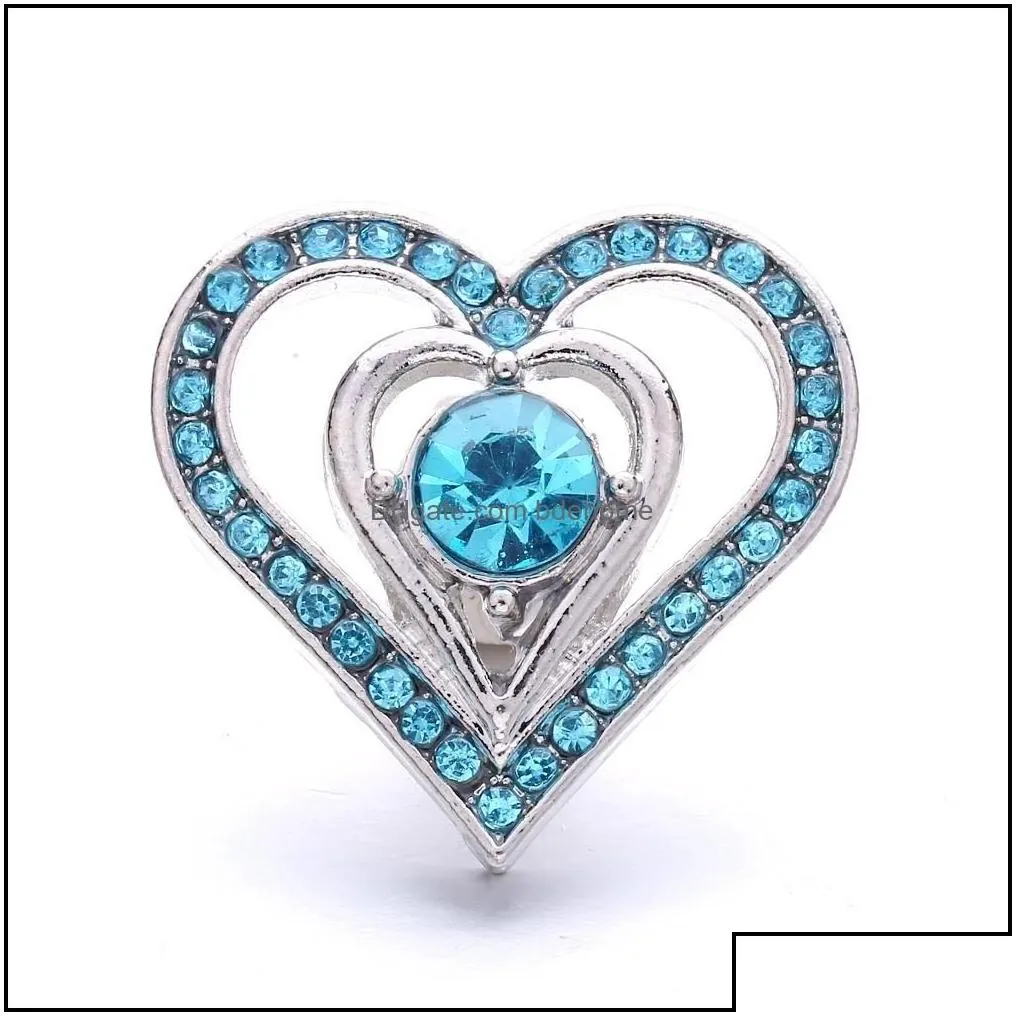 Clasps Hooks Noosa Hollow Heart Ginger Snap Button Jewelry Findings Crystal Chunks Charms 18Mm Metal Lover Snaps Buttons Factory Supp