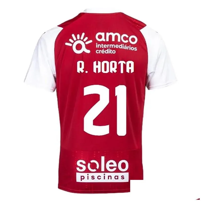 23 24 SC Braga Mens Soccer Jerseys BRUMA ABEL RUIZ ANDRE HORTA A. DJALO MENDES RONY LOPES R. HORTA PIZZI Home Red Football Shirts 2023 camisetas de futbol maillots de foot