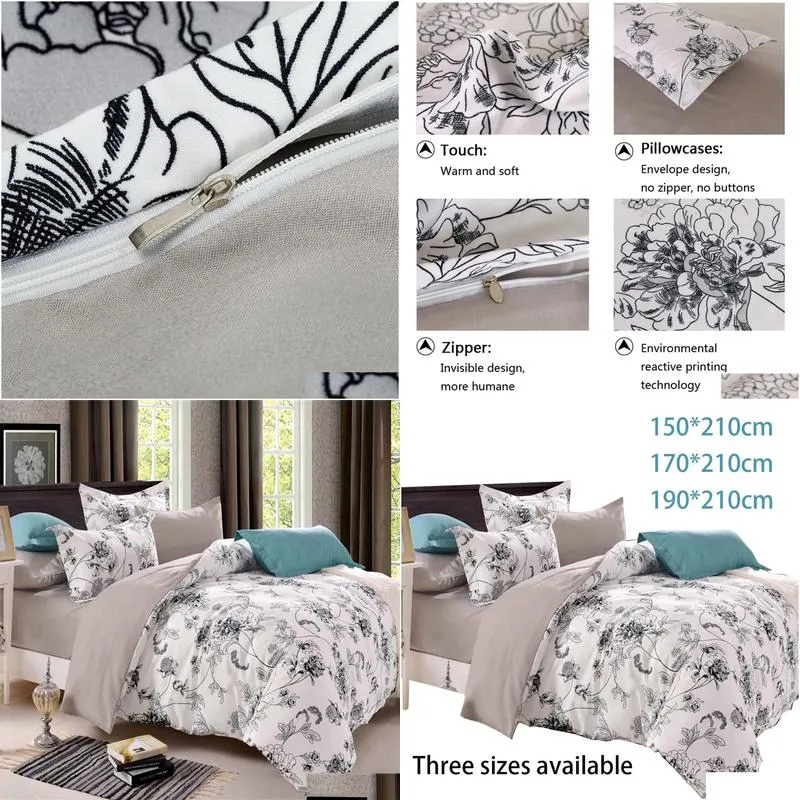 Bedding Sets Duvet Ers Single/ Double Person Comforter Er Plant Flower Quilt With Bed Sheet Pill Drop Delivery Home Garden Textiles S Dhiog