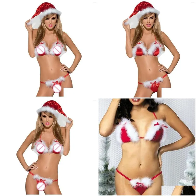 bras sets underwear christmas lingerie sexy size women pajamas sleeveless hat