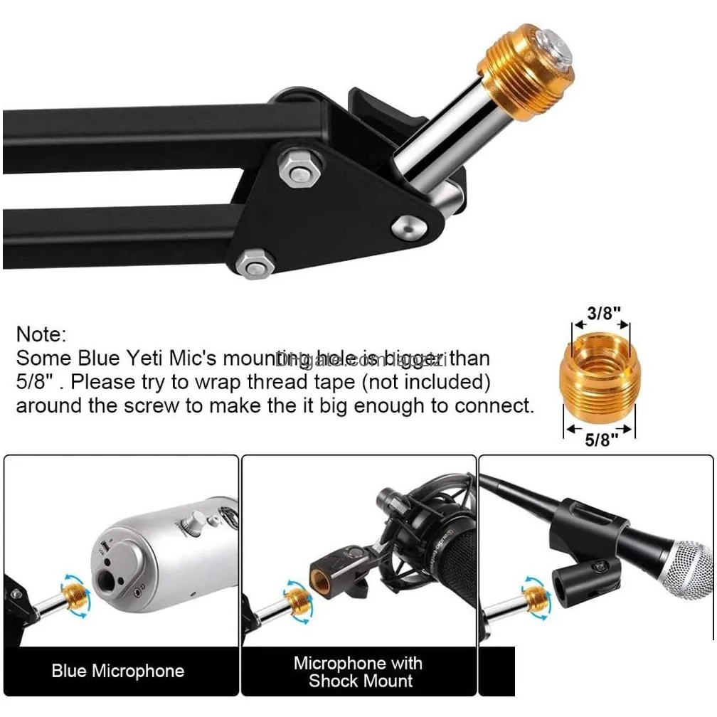 microphone stand mic arm desk adjustable suspension boom scissor for blue  snowball amp other mics for professional streaming