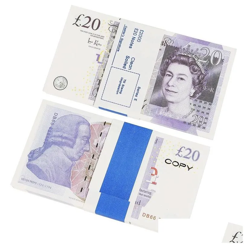 Prop Game Money Copy UK Pounds GBP 100 50 NOTES Extra Bank Strap - Movies Play Fake Casino Photo Booth for Movies, TV, Music Videos, Halloween Birthday Party, Prank