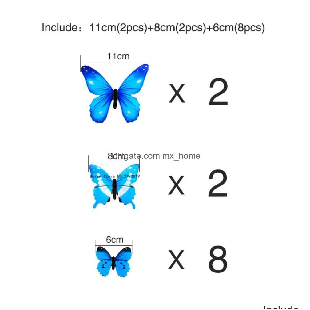 12pcs luminous 3d butterfly home decor fashion glow wall stickers for bedroom living room colorful butterflies room decoration
