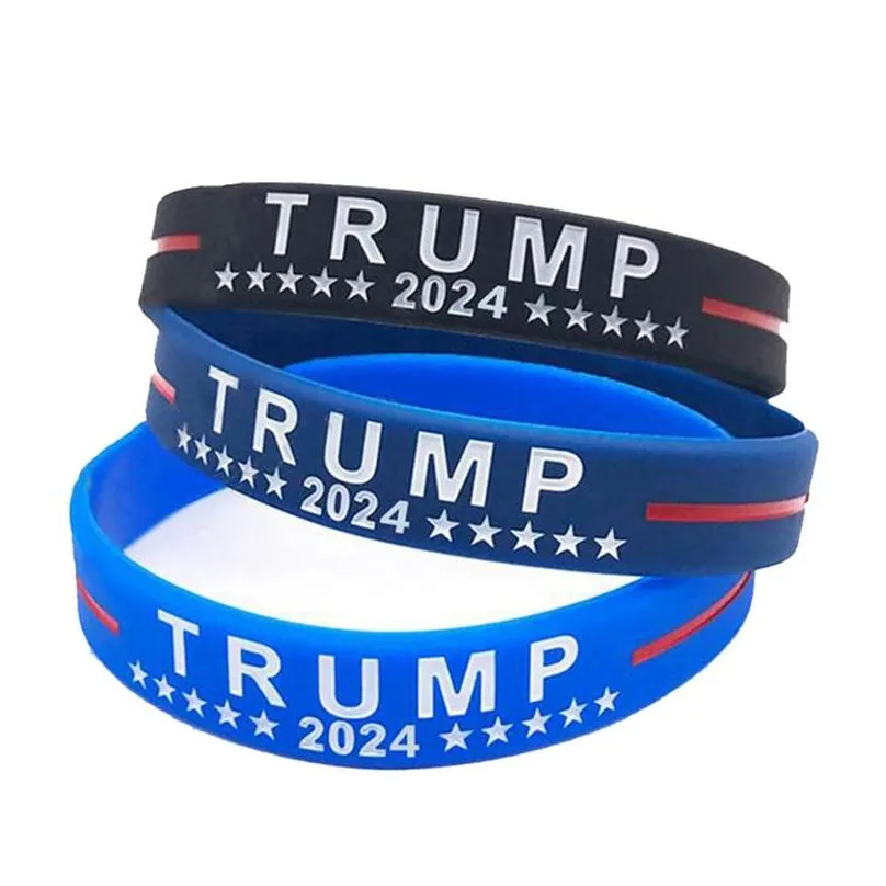 Trump 2024 Silicone Bracelet Black Blue Red Wristband Party Favor Save America Again