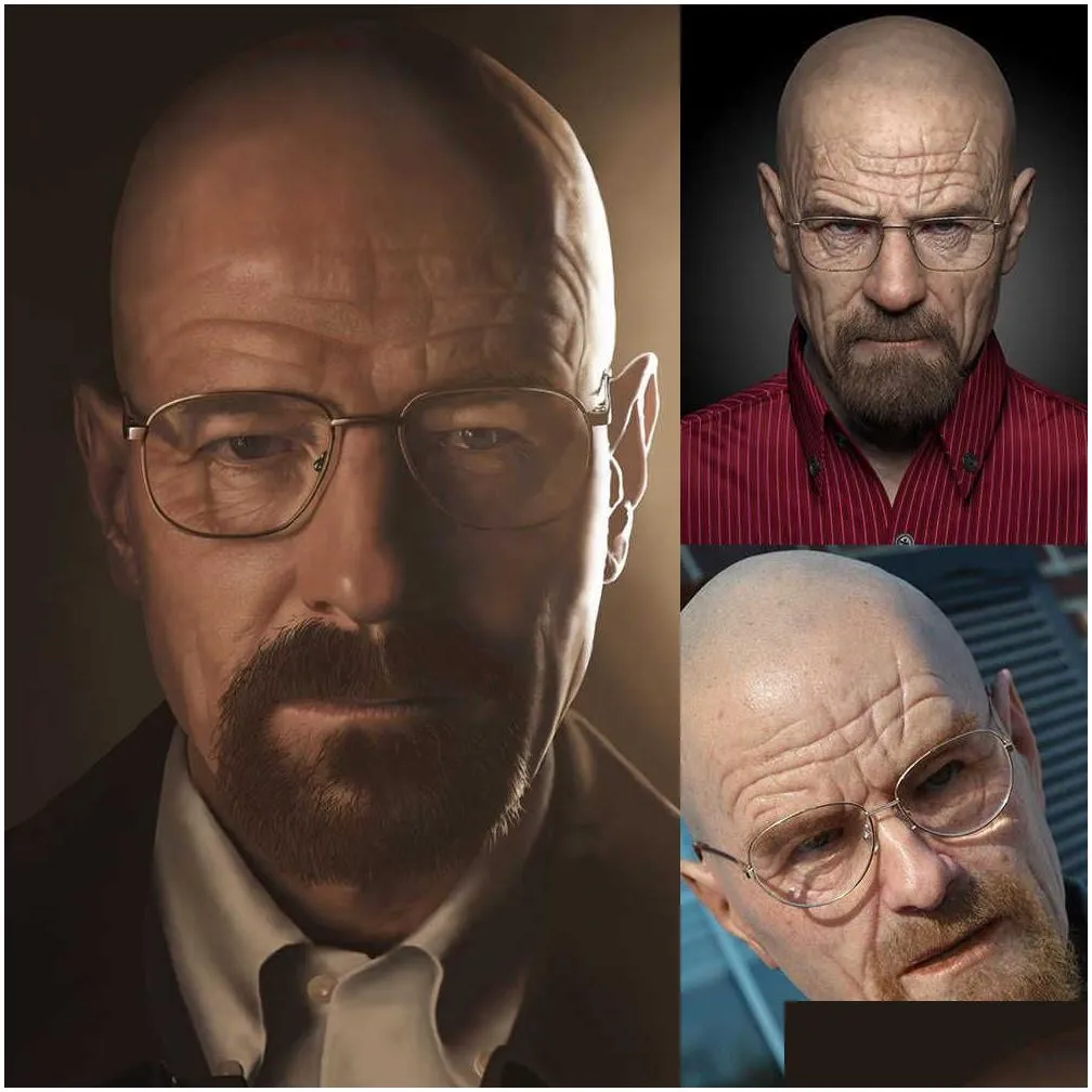 New Movie Celebrity Latex Mask Breaking Bad Professor Mr. White Realistic Costume Halloween Cosplay Props X0803