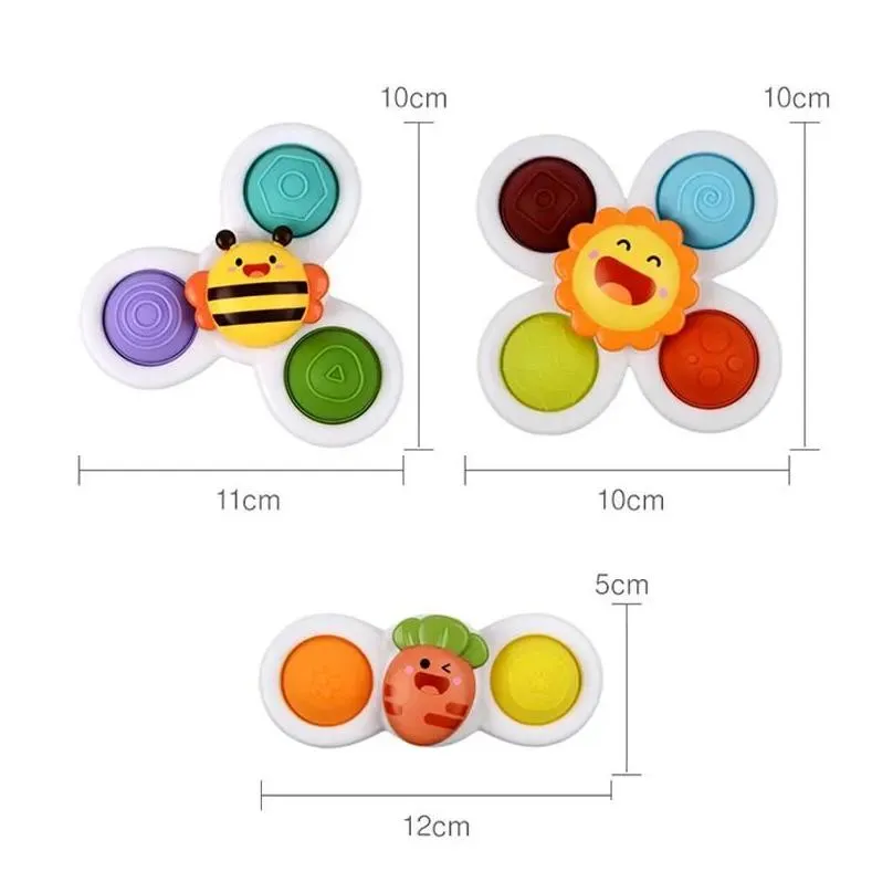 UPS Baby Montessori Animal Sucker Spinner Touch Sensory Toys Grasping Gyro Set Bathing Water Game Kid Relief Stress Fidget Toy Gift
