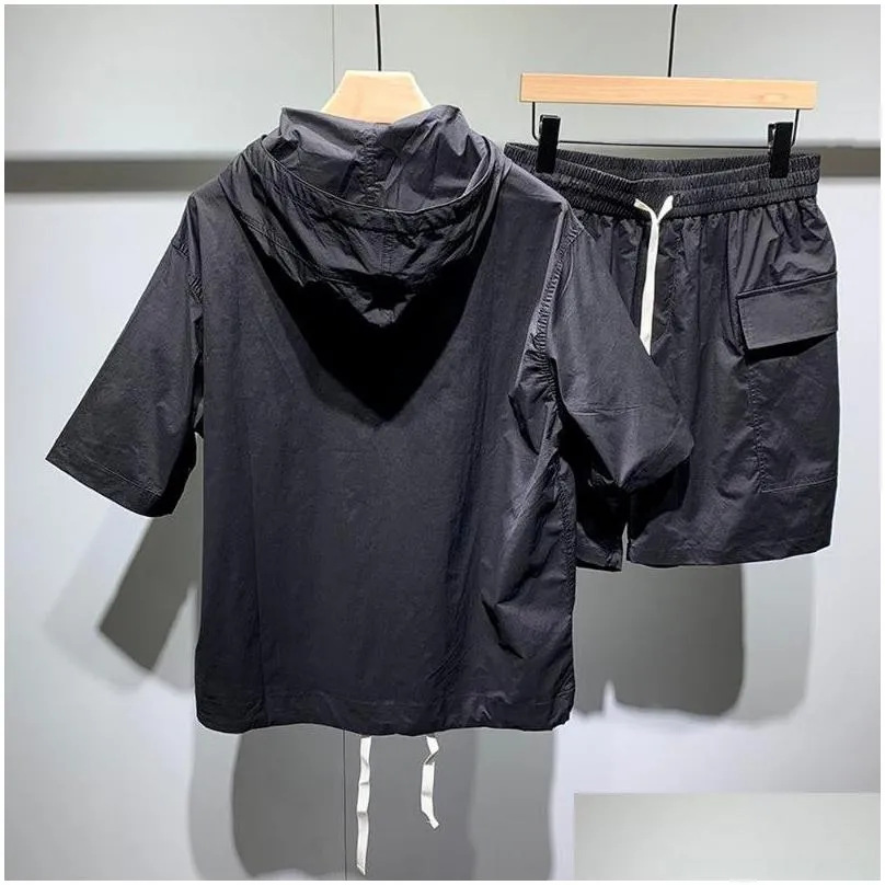 Mens Tracksuits Hip Hop Clothes For Men Summer 2 Piece Set Fashion Clothing Streetwear Shorts Outfits Lightweight Breathe 2022Mens D Dhuye