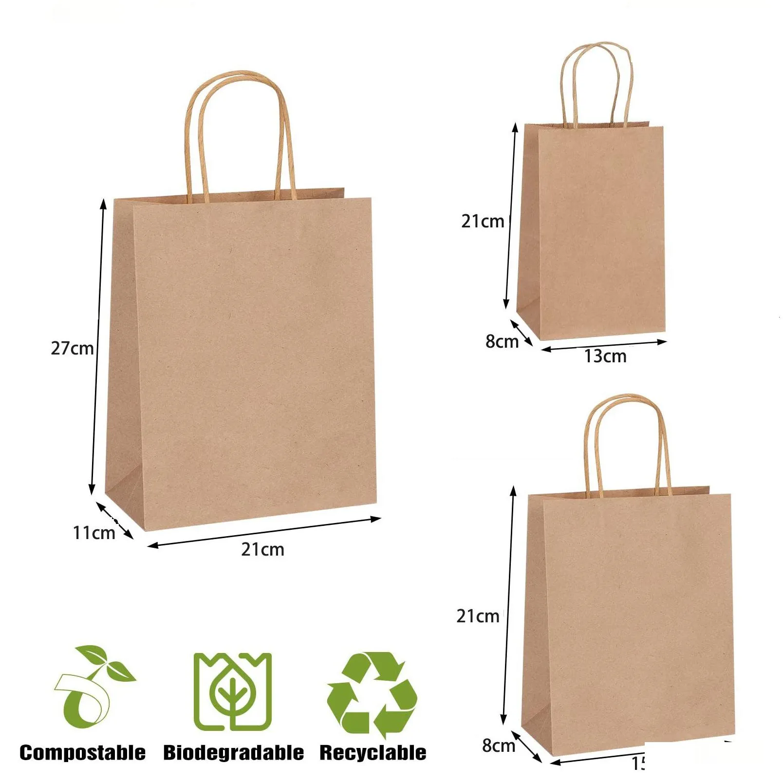 gift wrap 10/20pcs kraft paper bags with handles gift bags small paper bags for party favor bags white brown small business shopping bags