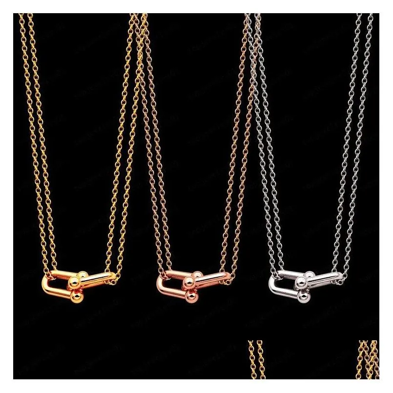  Designer Necklace Horseshoe Clasp Chain Necklace Luxury Bracelet Double U Earrings Women Wedding Jewelry Accessories with Box