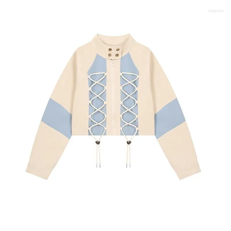 womens jacketswork jacket vintage korean style 90s y2k long sleeve lace-up coat loose fashion streetwear outwear top 2023
