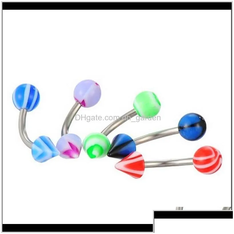 Bell Button Promotion 110Pcs Mixed Modelscolors Body Jewelry Set Resin Eyebrow Navel Belly Lip Tongue Nose Piercing Bar Rings Oz2Nf
