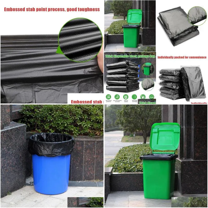 trash bags 50pcs big garbage bags disposable big trash bags black heavy duty liners strong thick rubbish bags bin liners outdoor