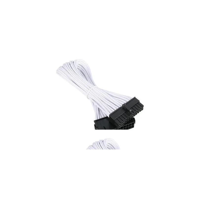 30cm 18AWG Basic Extension Cable kit ATX 24Pin/EPS 4+4Pin/PCI-E 8Pin/PCI-E 6Pin Nylon Braid Extender Cord Power Cable For PC Mainboard