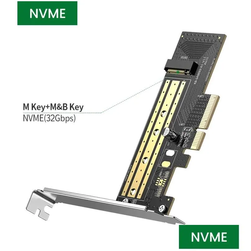Cards Ugreen PCIE to M2 Adapter NVMe PCI Express X16/8/4 Adapter SSD M.2 Enclosure 32Gbps PCIE Card M&B Key Computer Add On Cards