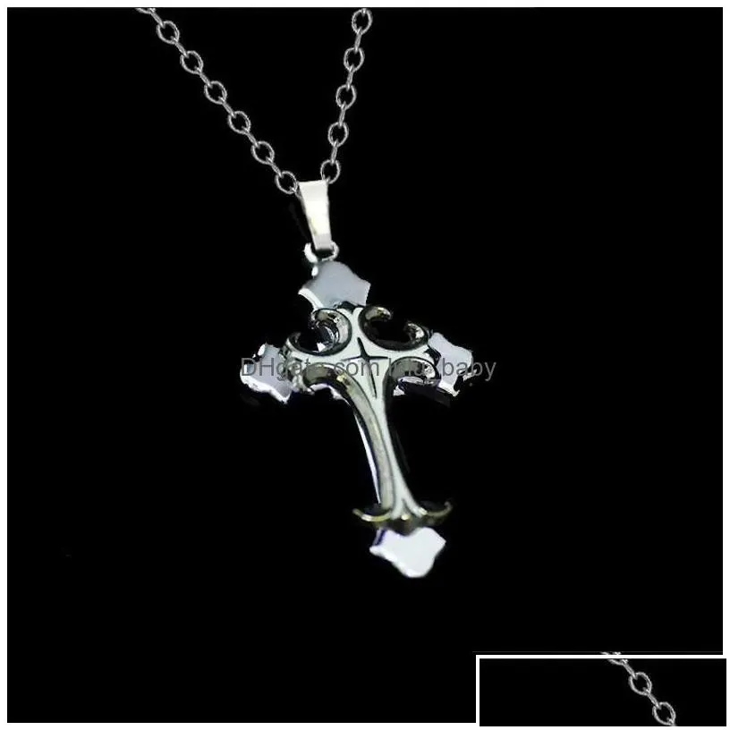 Pendant Necklaces Wholesale Fashion Ornament Christian Drip Oil Cross Necklace Couple Jesus Jewelry Gift Drop Delivery Pendants Dhtfx