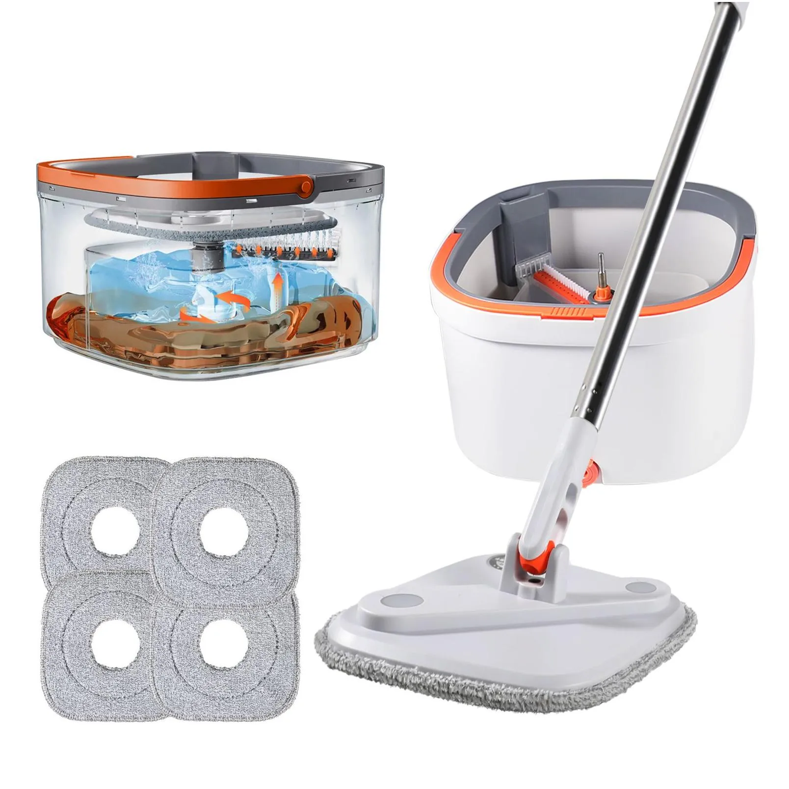 mops mop water separation 360 cleaning with bucket microfiber lazy no hand-washing floor floating mop household cleaning tools 230715