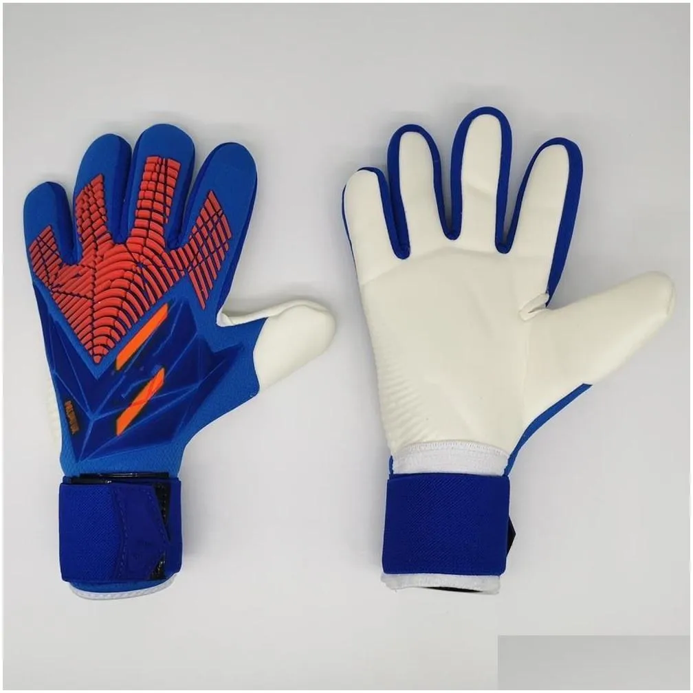 Wearing goalkeeper gloves, professional men`s football gloves, adult and children`s thickened goalkeeper football