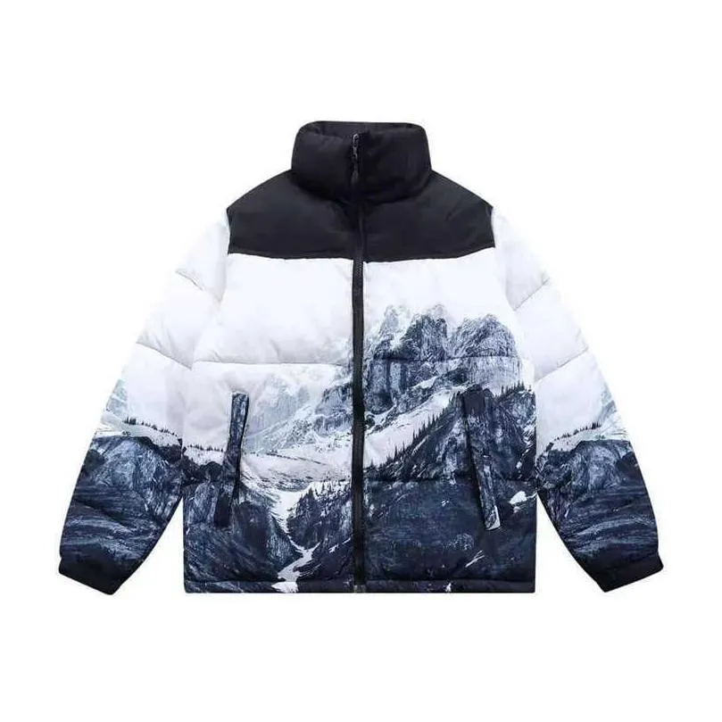Mens Down Parkas 2022 Stylist Coat Leaves Printing Parka Winter Jackets Men Women Warmly Feather Fashion Overcoat Jacket Size S-2Xl Dh9Re
