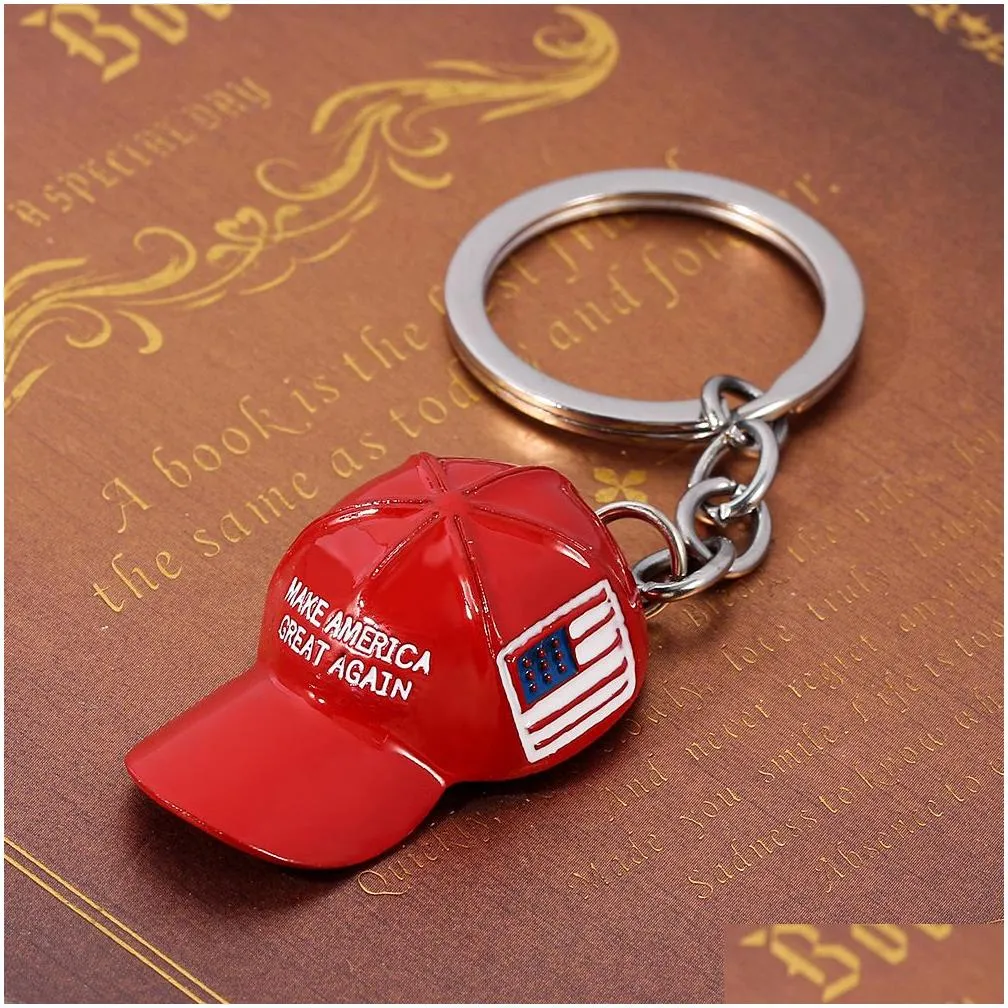 MAGA Keychain Trump Baseball Hat Keychain Cute Small Hat Pendant Fashion Couple Bag Pendant Gift