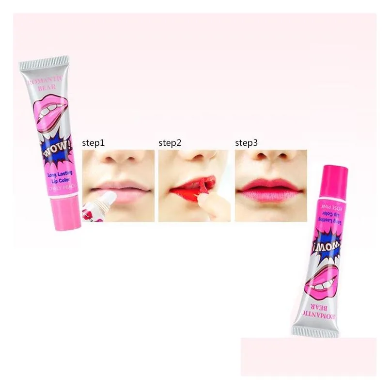 Romantic Bear Long Lasting Wow Lip Gloss Magic Peel Off Lips Tattoo 6 Color Lipgloss Makeup Lipp Stain