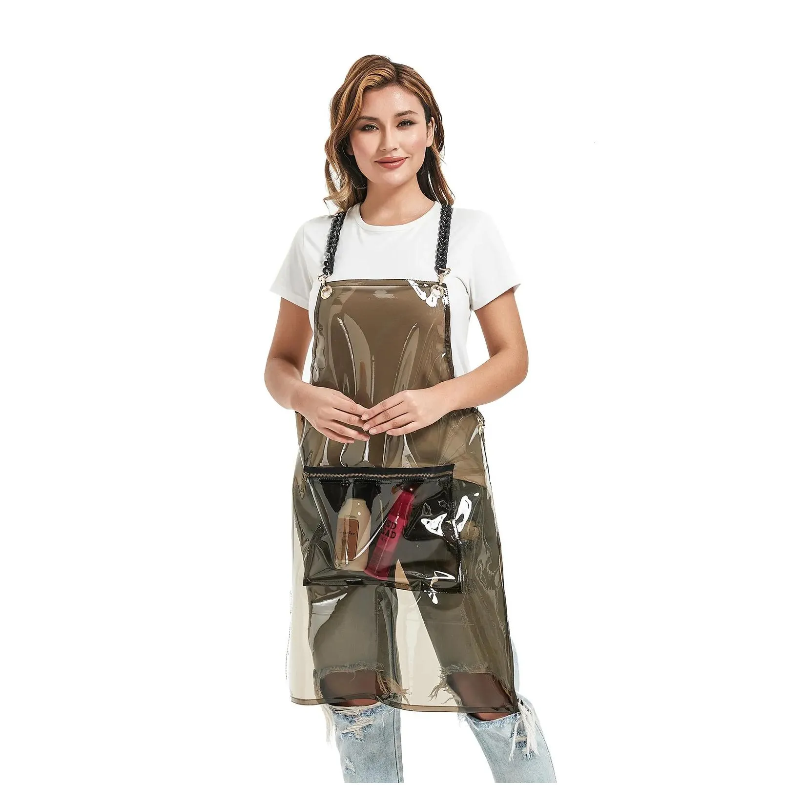 aprons fashion barber tpu apron for haircut antifouling oilproof painting men and women work clothes kitchen apron 230831