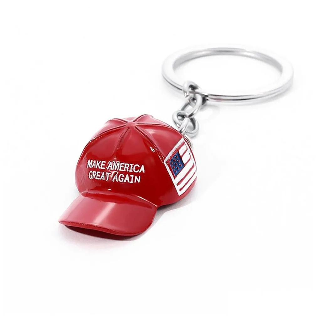 MAGA Keychain Trump Baseball Hat Keychain Cute Small Hat Pendant Fashion Couple Bag Pendant Gift