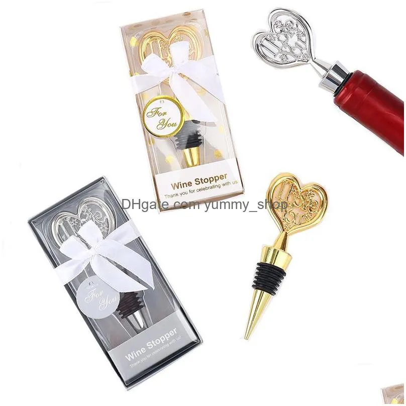 heart wine stopper bar tool party favor zinc alloy champagne sealing stopper wedding guest gift